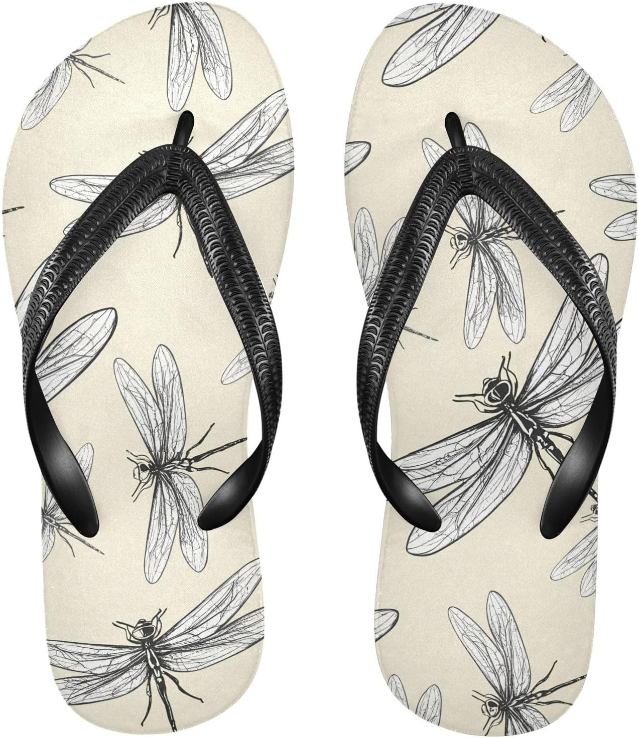 

Вьетнамки с эскизом стрекозы, бежевые, для пляжа и душа, резиновые, противоскользящие, летние тапочки для мужчин и женщин Sinestour