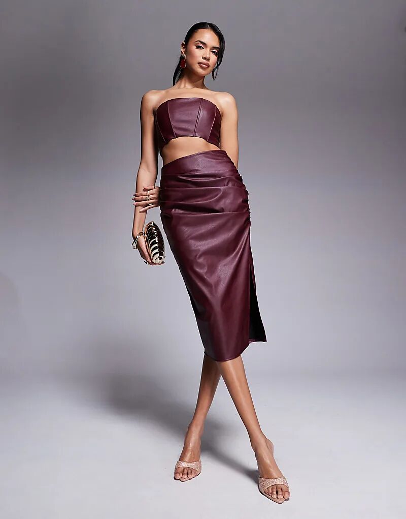 

Юбка мидакси из полиуретана в цвете oxblood Jaded Rose