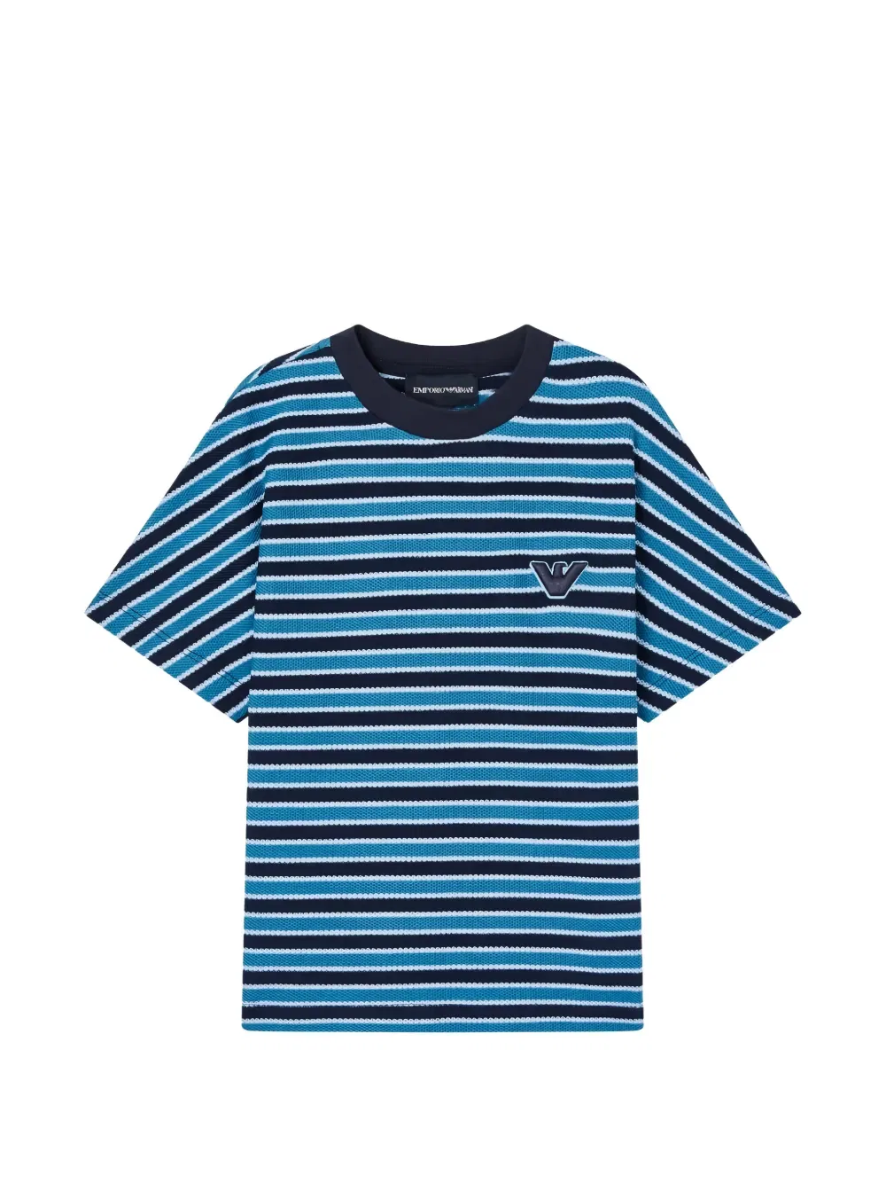 Футболка в полоску с логотипом Emporio Armani Kids, синий