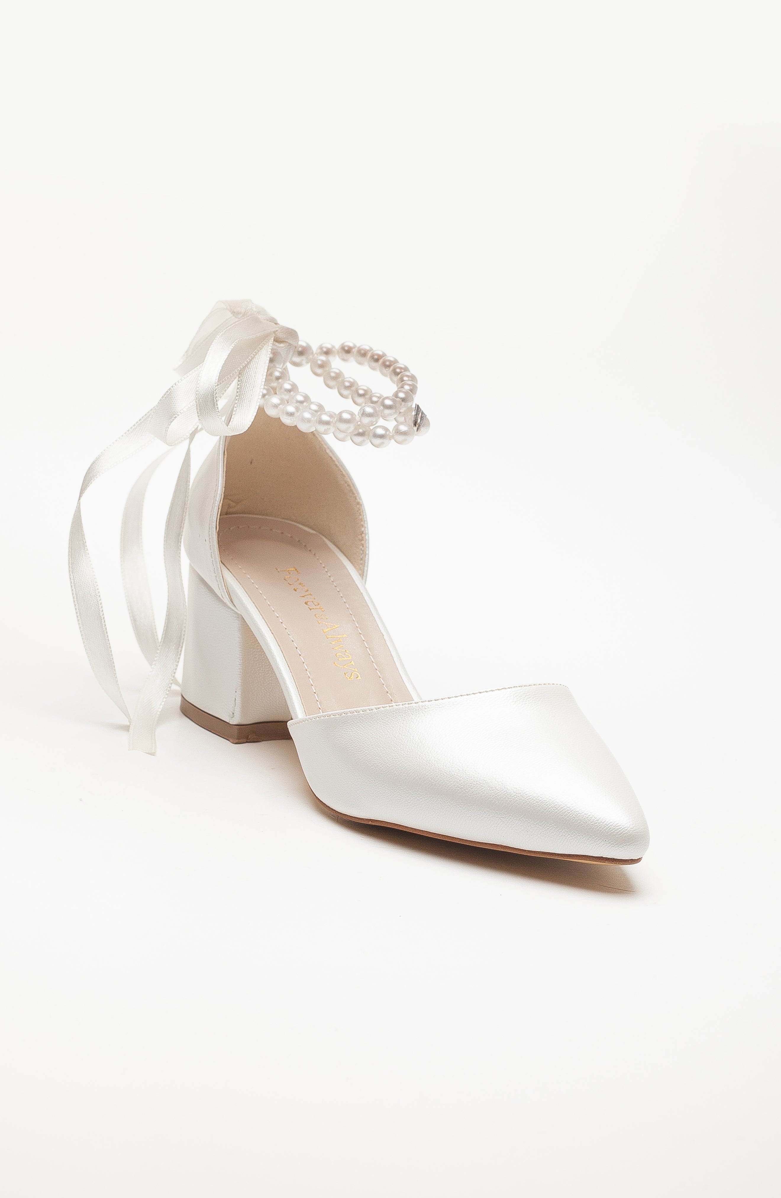 Мюли Miranda на низком каблуке с жемчугом Forever & Always Shoes, слоновая кость