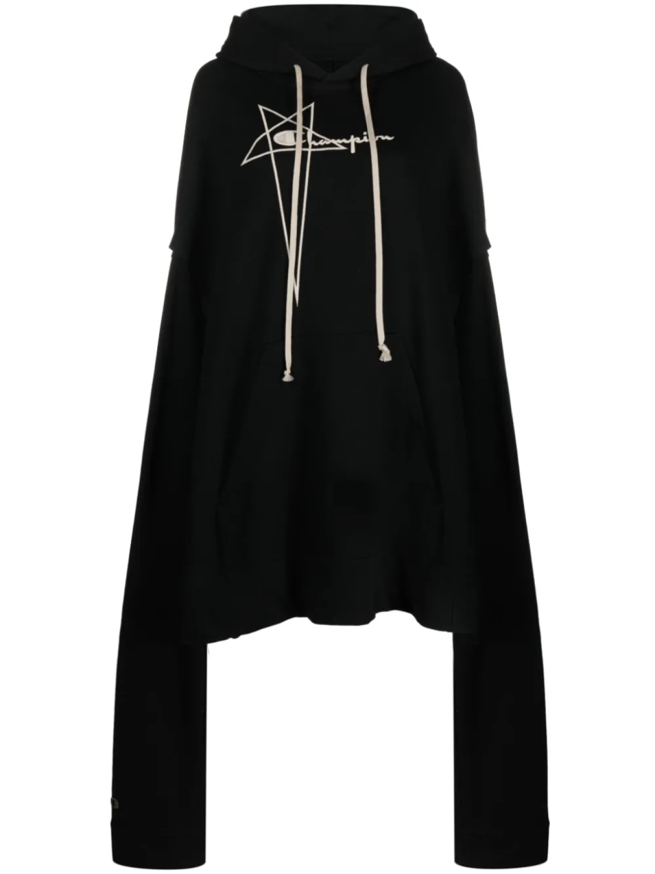 

Платье с вышитым логотипом и капюшоном Rick Owens, черный