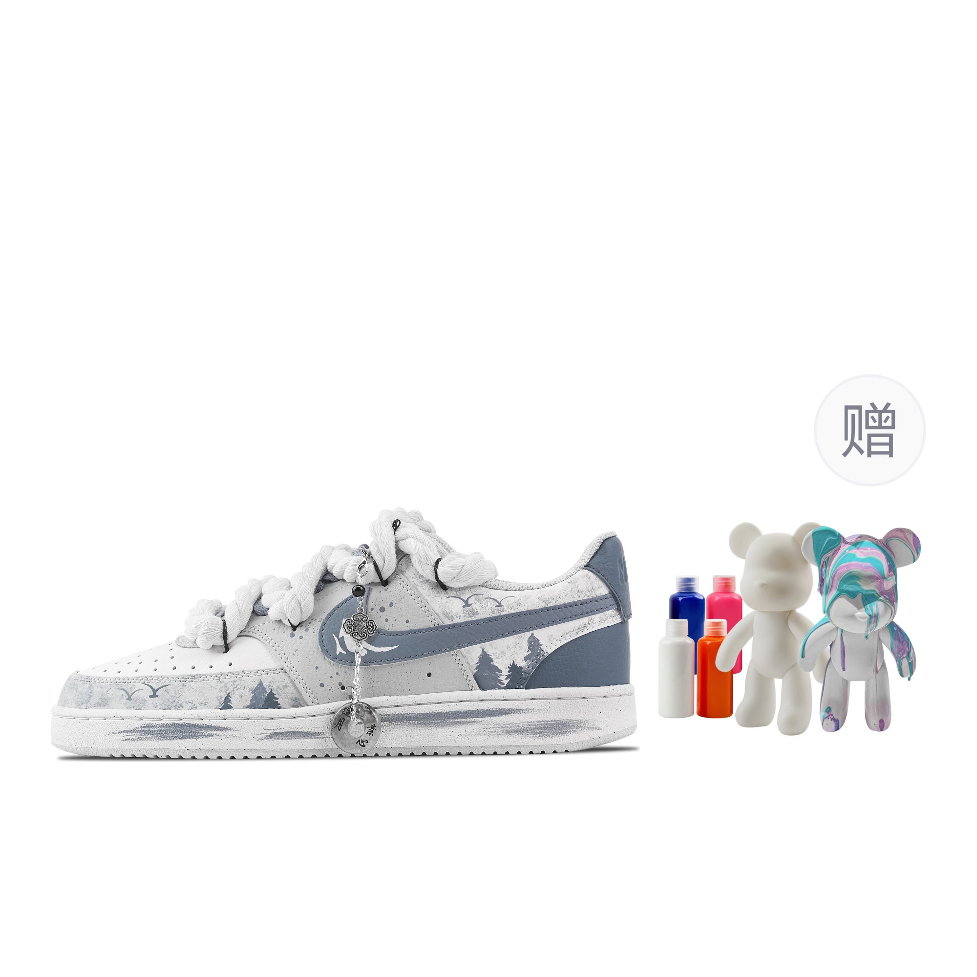 

Nike Низкие износостойкие кроссовки для скейтбординга Court Vision Blue Shadow Kobayashi, Fluid Bear, мужские, сине-серые