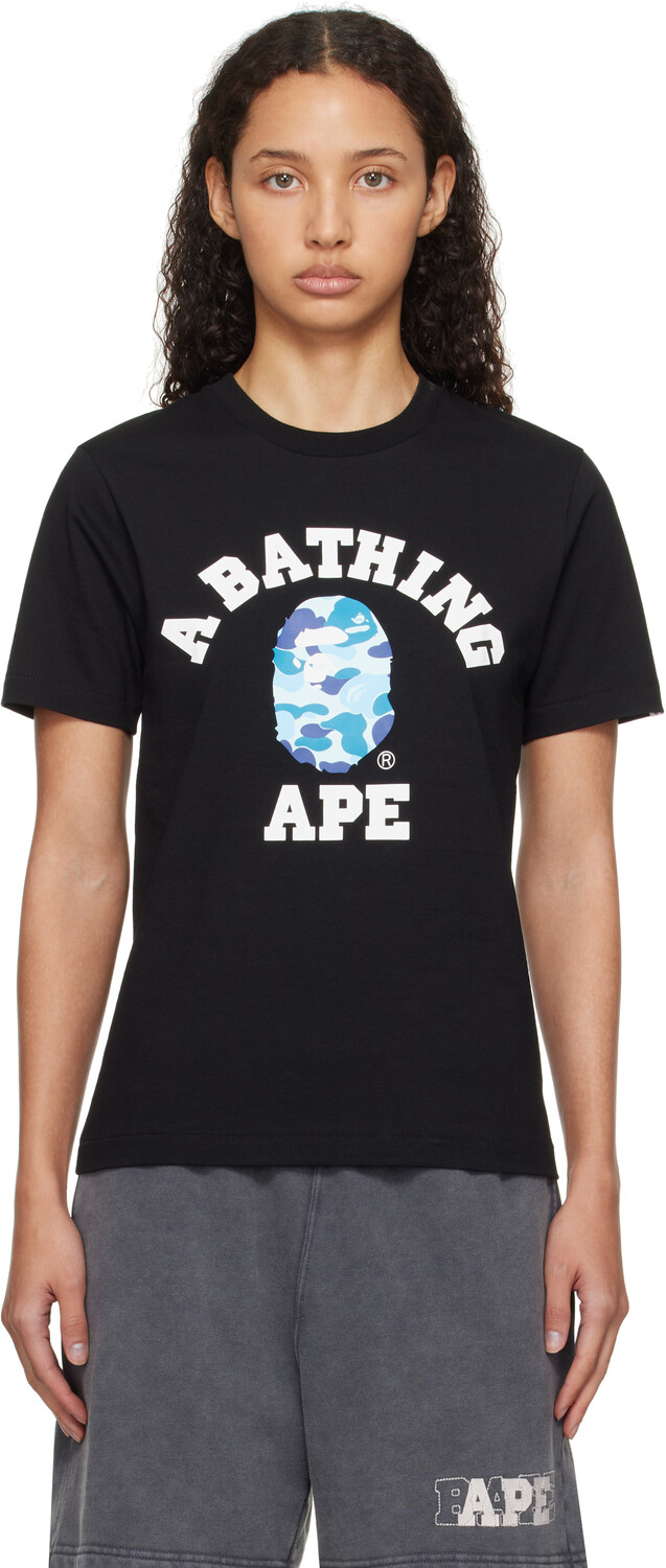 

Черная футболка колледжа ABC Camo BAPE, Black x blue