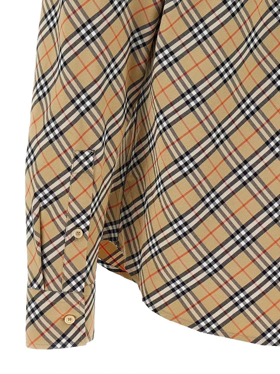 Рубашка BURBERRY в клетку, хлопок, бежевый — фото 4