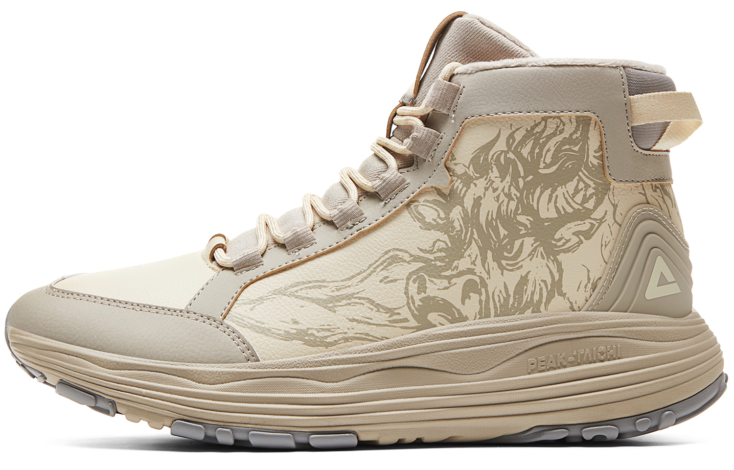 

Гоучуан Серия Повседневная обувь мужская высокая бежево-серая PEAK