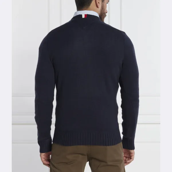 Свитер стандартного кроя из шерсти мериноса Multi htr с круглым вырезом Tommy Hilfiger, синий — фото 2