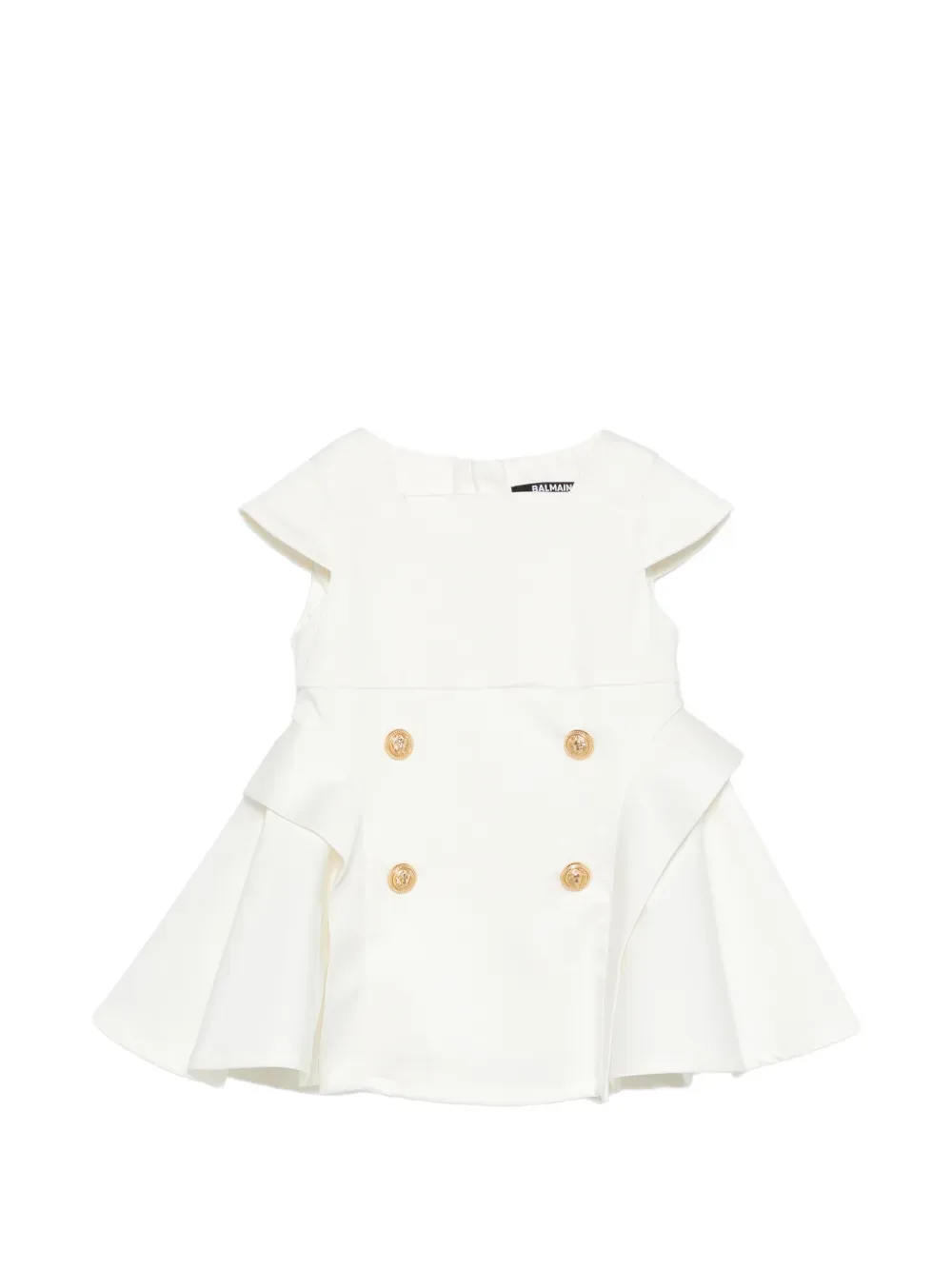 Комплект из платья с пуговицами и оборками Balmain Kids, белый
