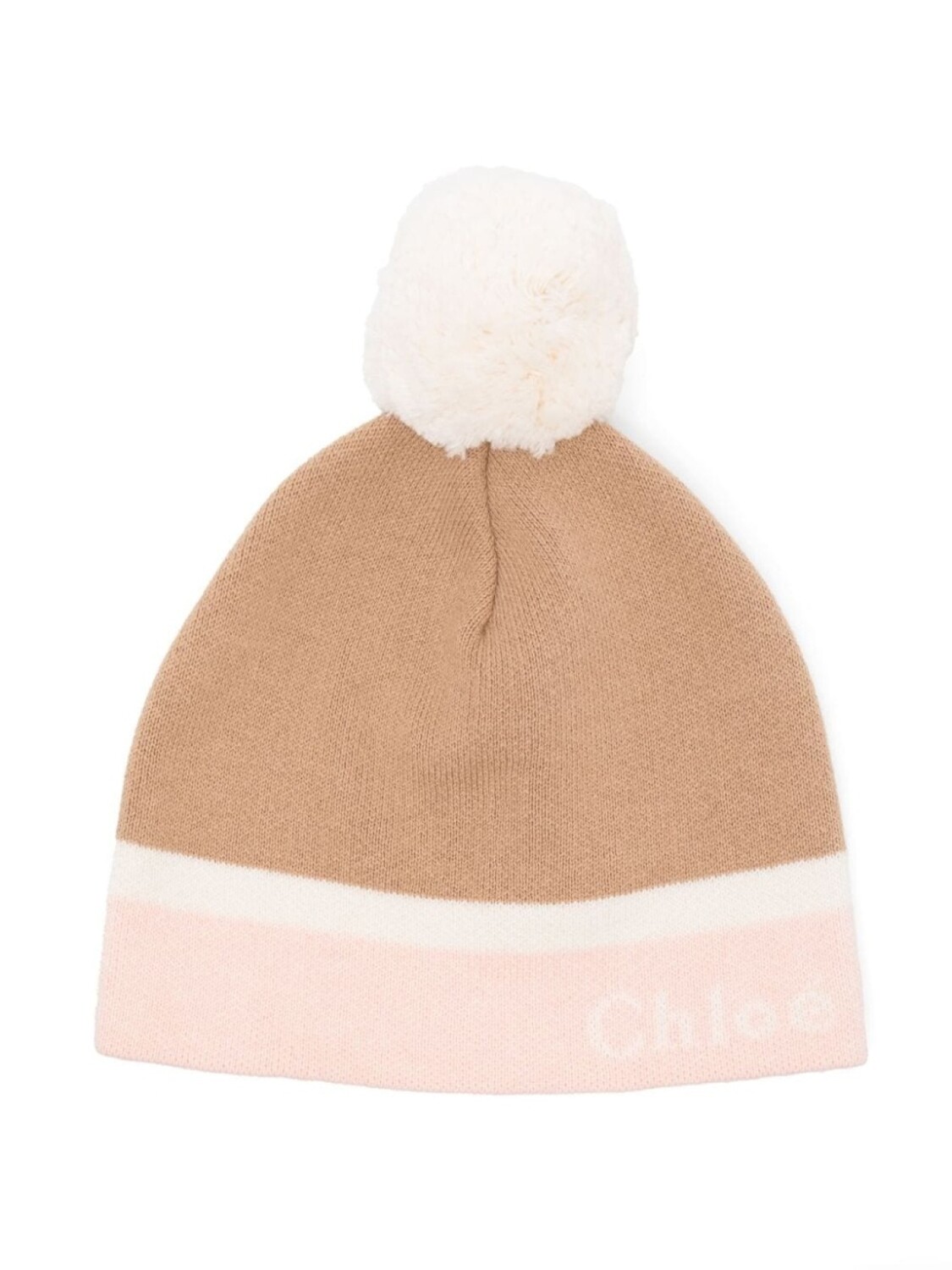 

Chloé Kids шапка бини с помпоном, коричневый