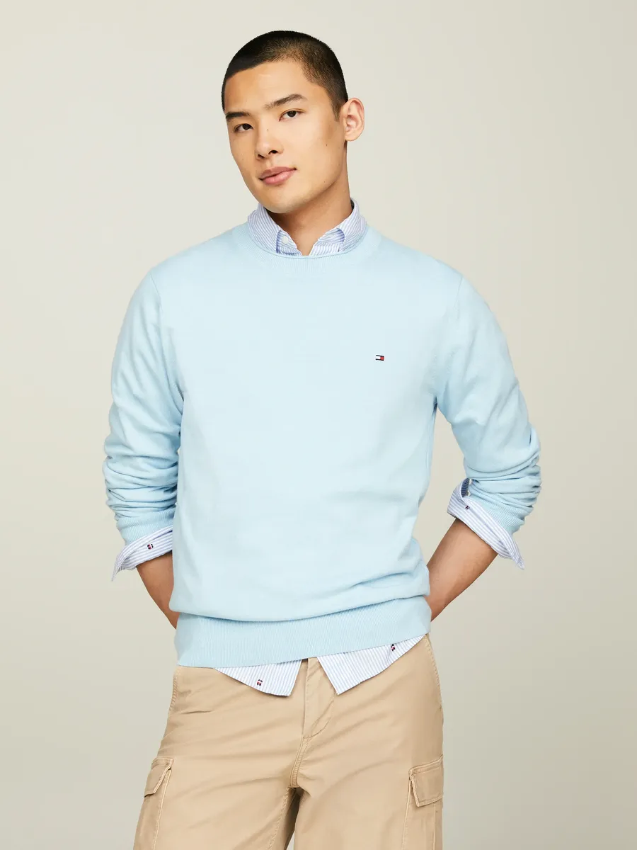 

Свитер с круглым вырезом Tommy Hilfiger "MOULINE ORGANIC COTTON C NECK", синий