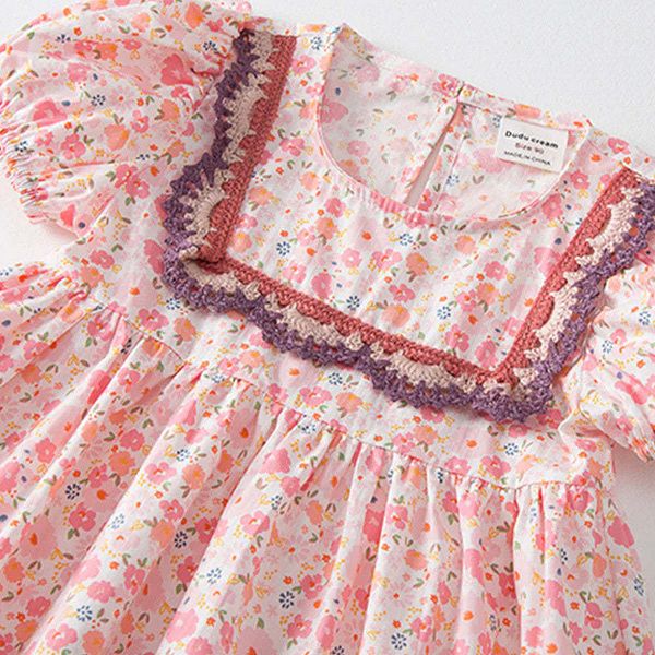 Платье для девочки с вышивкой и воротником-стойкой Mykids-Usa, Green — фото 2