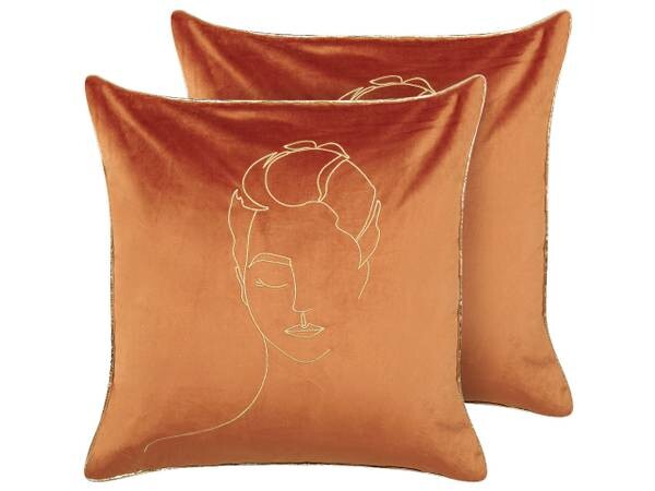 

Подушка Beliani 2 шт CROCUS, 45x45x45 см цвет gold/orange