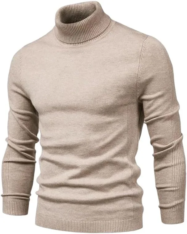 

Мужской свитер с высоким воротником, повседневный однотонный теплый пуловер