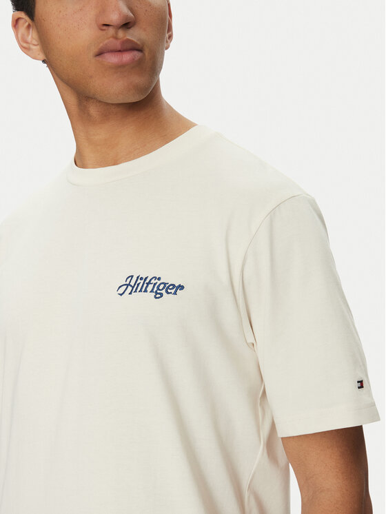 Футболка обычного кроя Summer Photo MW0MW38643 Tommy Hilfiger, бежевый — фото 4