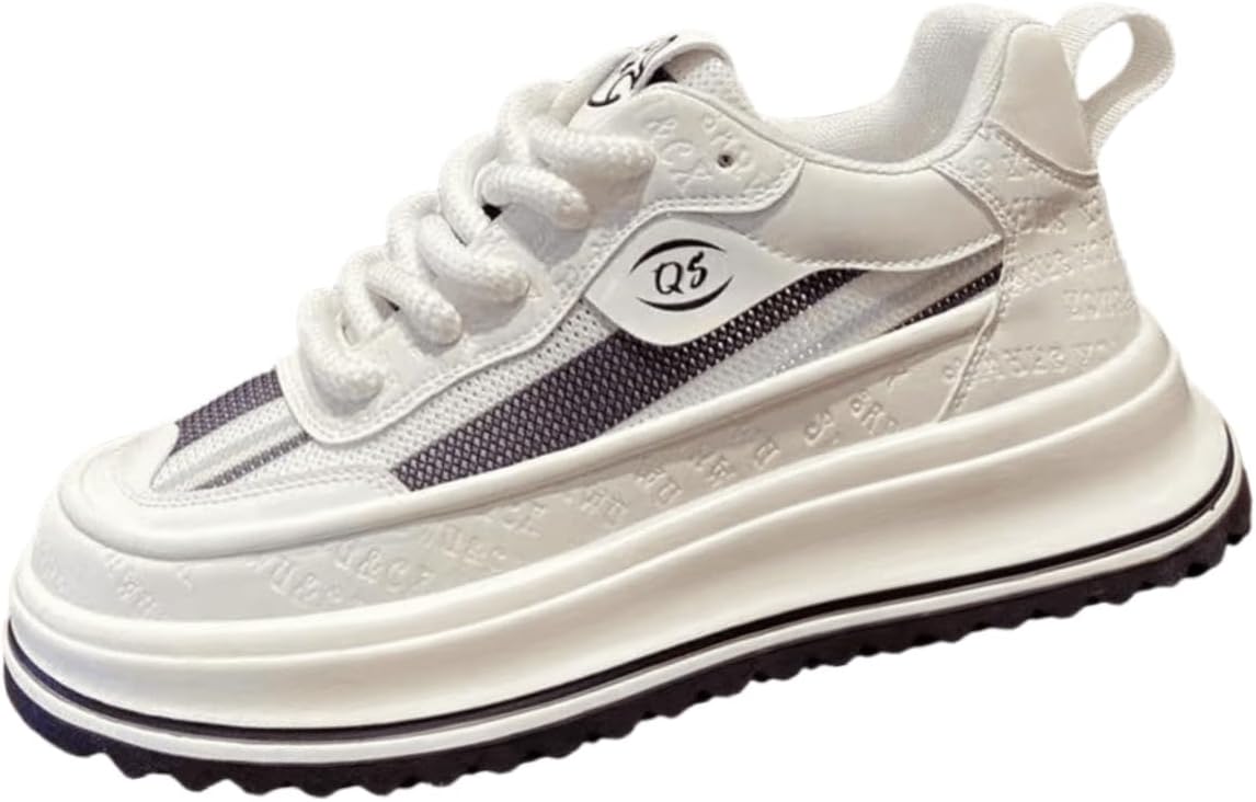 

Мужские низкие повседневные спортивные кроссовки - верх из дышащего ПУ, подошва из противоскользящего ПВХ, удобные наружные кроссовки на шнуровке, простой дизайн Clolinde, белый