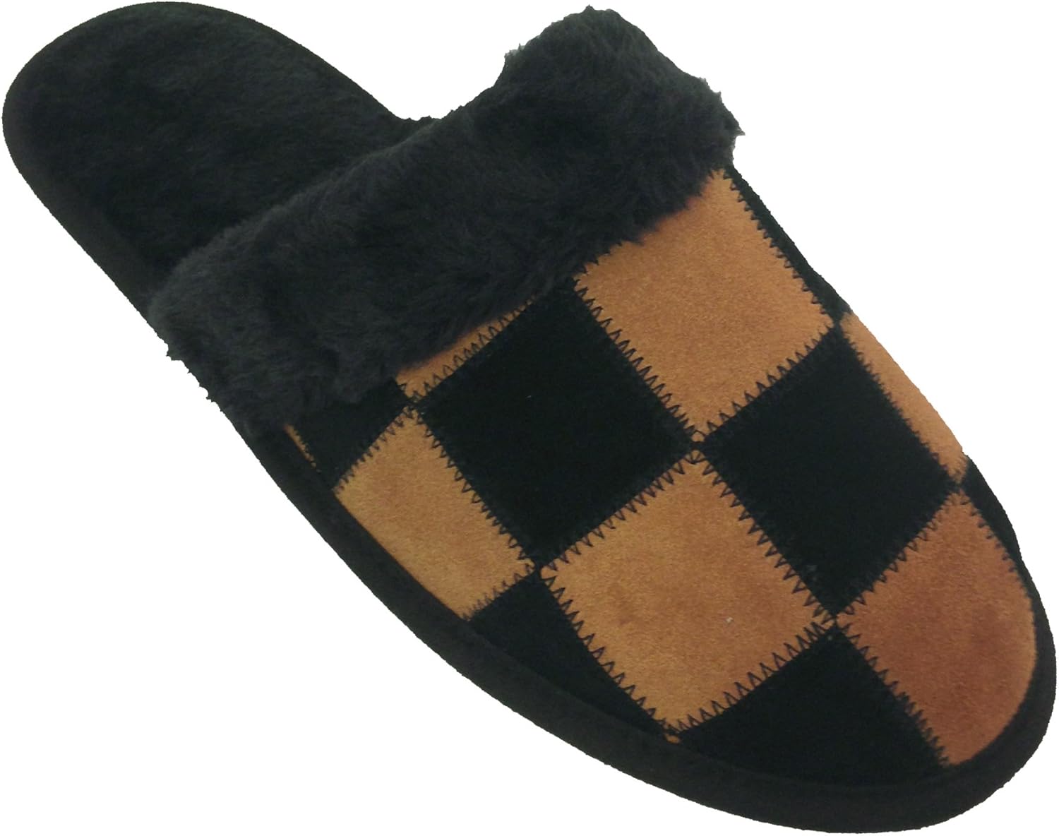 

Мужские тапочки B6A229E с замшевой кожаной вставкой, в клетку, с теплой меховой подкладкой G4U-Ec, коричневый/бежевый/светло-коричневый