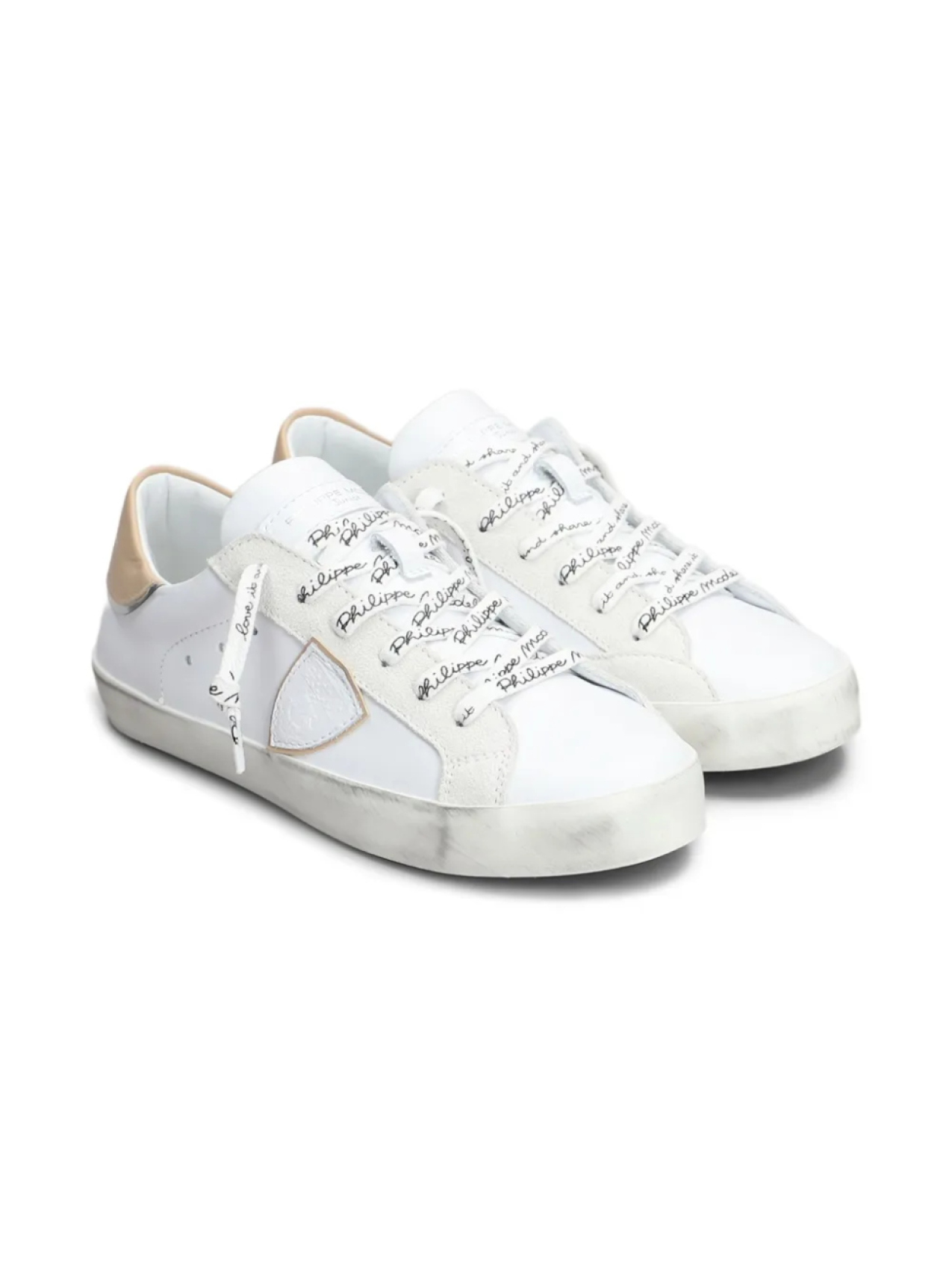 

Кроссовки из потертой кожи Philippe Model Kids, белый