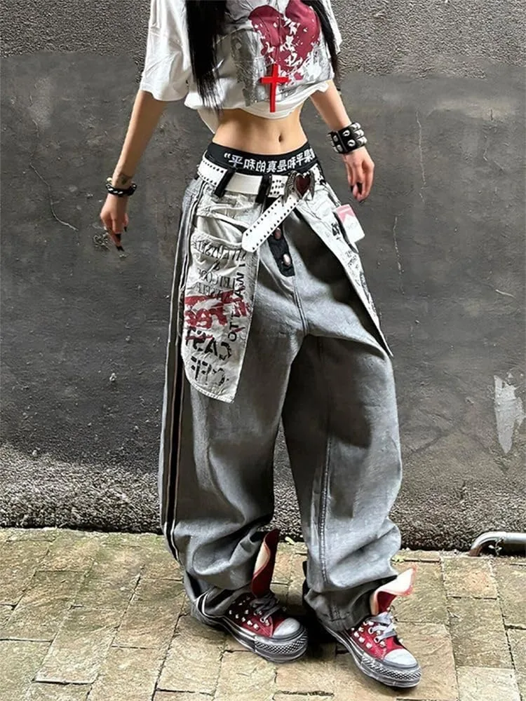 

Винтажные джинсы в стиле Y2K с большими карманами GYPWRCR