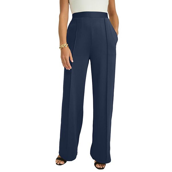 

Женские брюки plus size Perfectease с широкими штанинами Jessica London, Navy