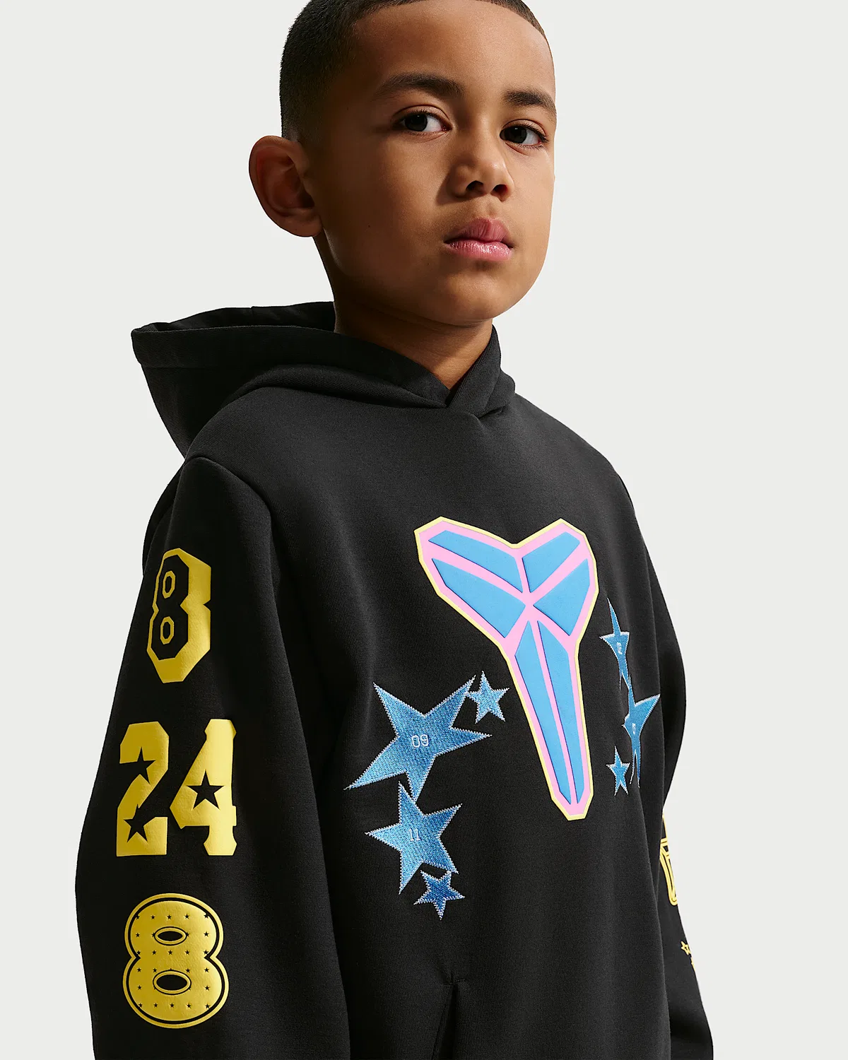 Детская флисовая баскетбольная худи Kobe All-Star Weekend, Black/Sonic Yellow/Light Photo Blue — фото 3