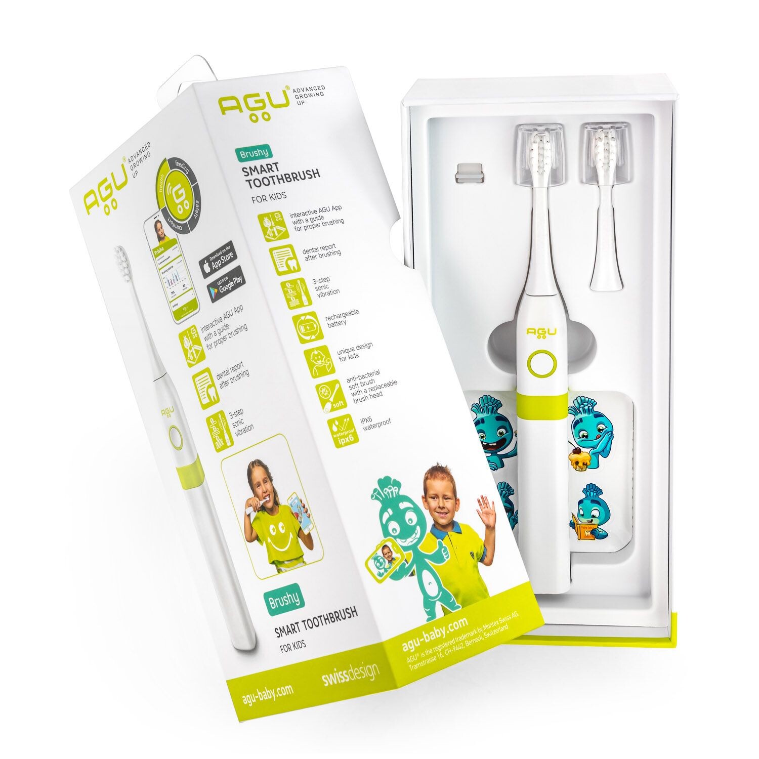 AGU BABY Smart Kids Inteligentna Szczoteczka Elektryczna z Aplikacją AGU SKT6 детская зубная щетка, 1 шт. — фото 4