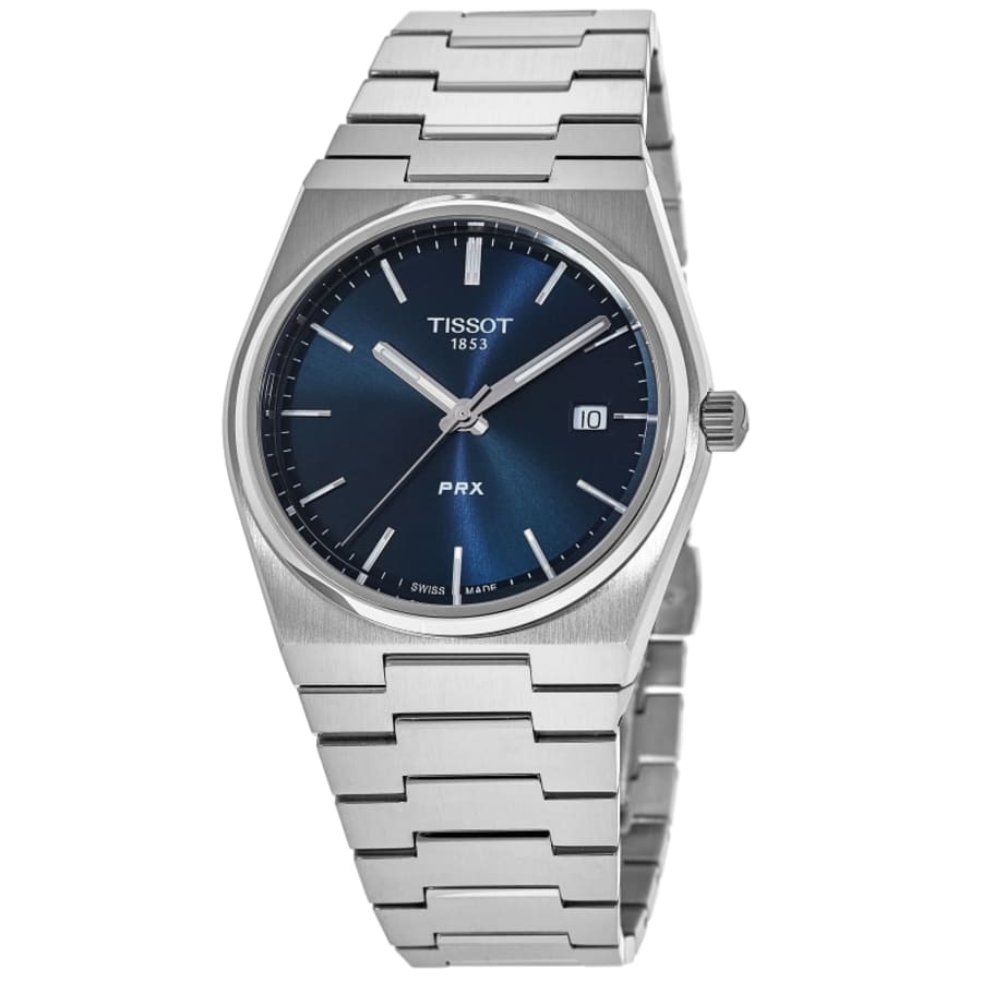 

Мужские часы Tissot PRX Quartz с синим циферблатом и стальным корпусом