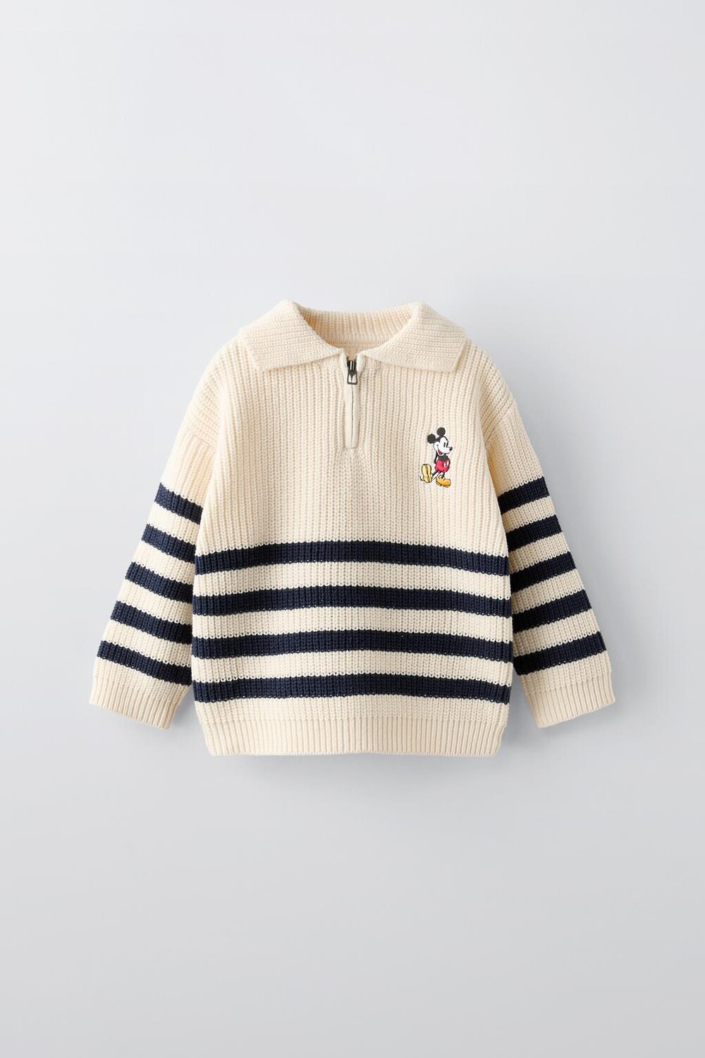 

Микки маус disney полосатый свитер ZARA, экрю/темно-синий