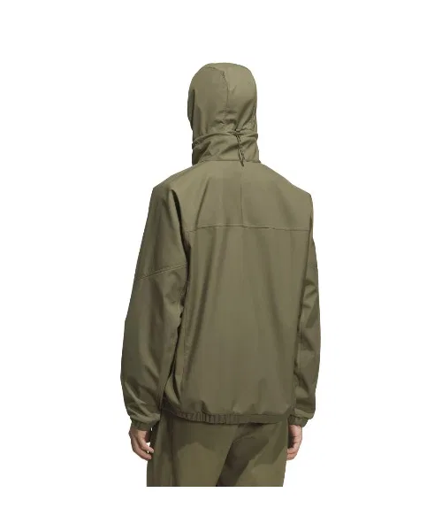 Ветрозащитная куртка с капюшоном adidas Three Stripes Regular Fit флисовая, оливковый — фото 2