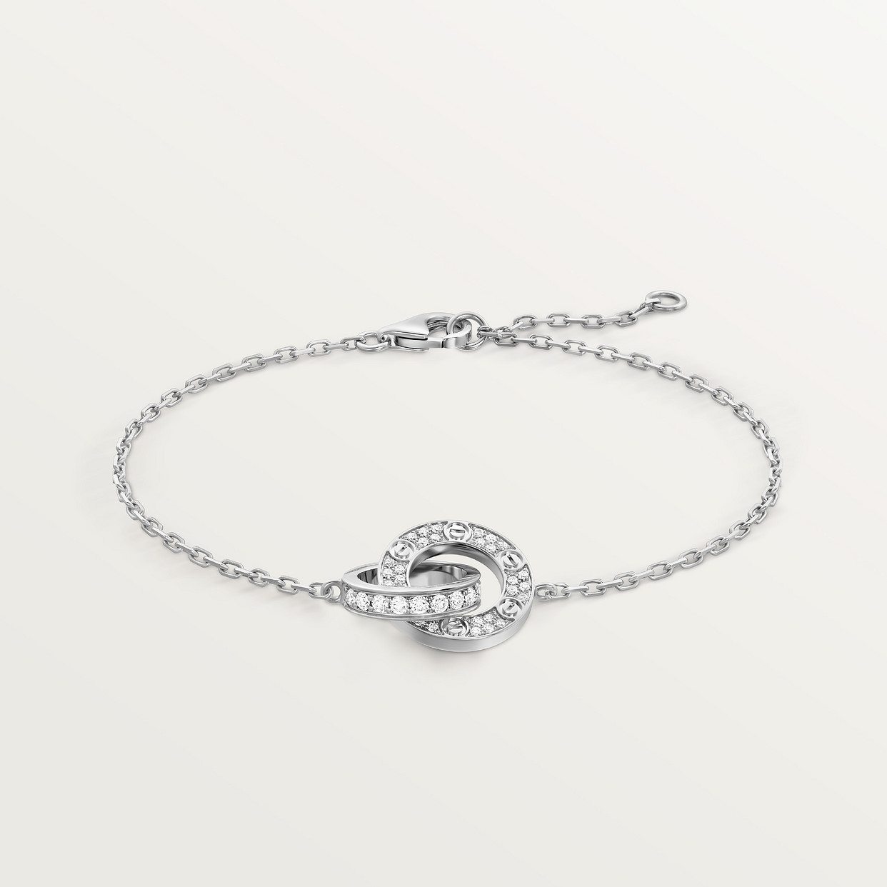 

Браслет Cartier Bracelet LOVE, sur chaîne, pavé, белое золото