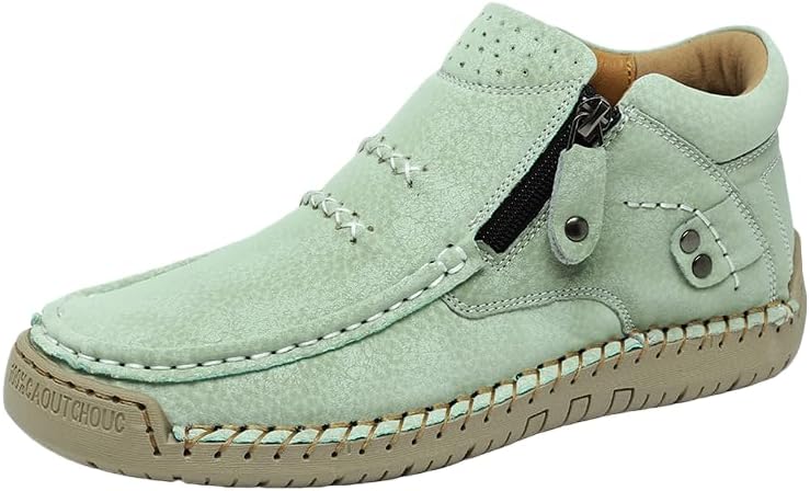 

Мужские премиальные кожаные слипоны для вождения ручной работы - широкий носок, поддержка свода стопы Swzec, белый