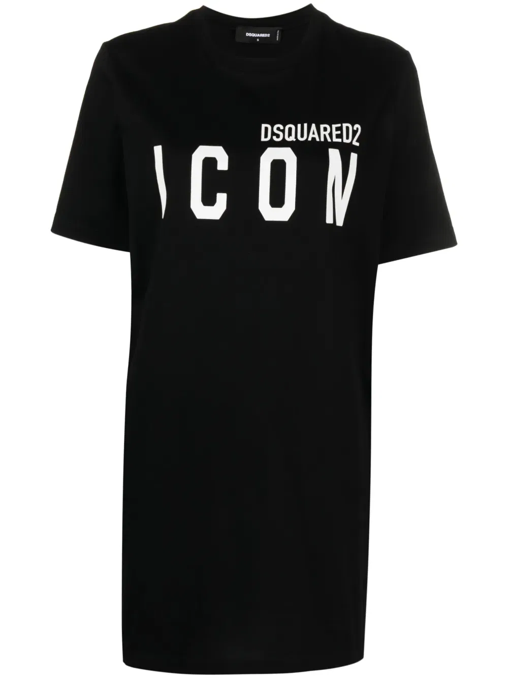Платье-футболка из хлопка с логотипом Dsquared2, черный