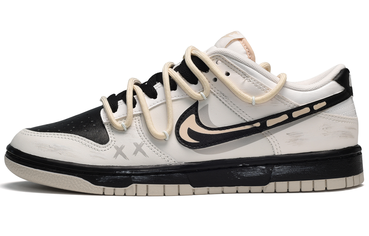 

Кроссовки Nike Dunk Skateboard Shoes Women's Low-Top Beige Black