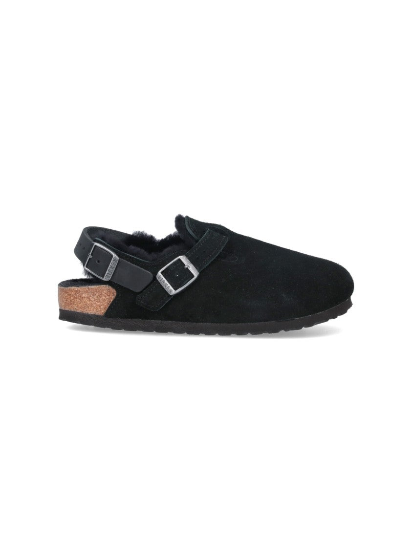 

Токио меховые мюли в черном замше Birkenstock