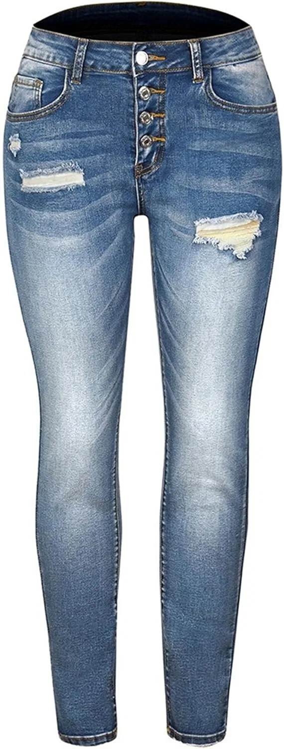 Джинсы скинни рваные Trendy Jeans, синие — фото 4