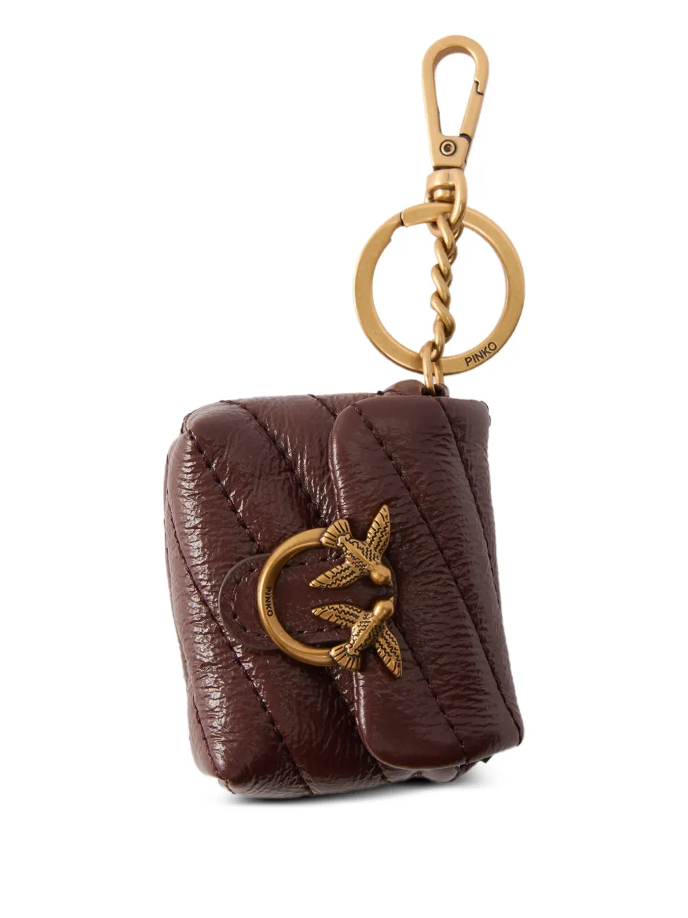 

Чехол для AirPods с вышивкой в виде влюбленных птиц и стеганым узором Pinko, коричневый