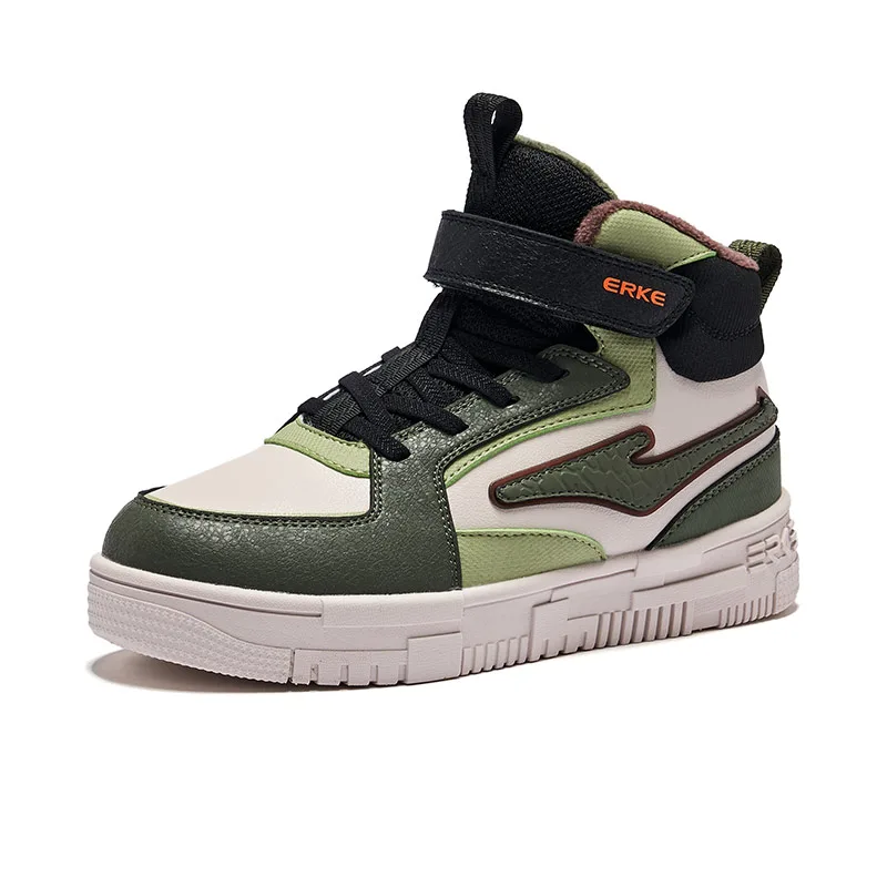 ERKE KIDS Кроссовки для скейтбординга high top детские серо-зеленые — фото 3