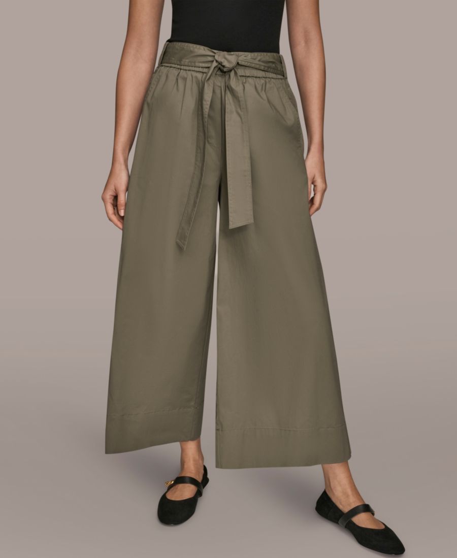 

Женские укороченные брюки с высокой посадкой и поясом Donna Karan Weekend, Khaki Green