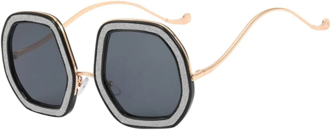 

POPETPOP Стильные большие женские солнцезащитные очки в стиле ретро, ​​защищающие от УФ-излучения, идеально подходят для вечеринок и повседневной носки, Grey