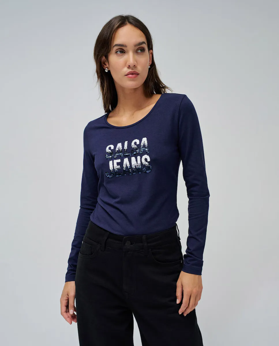 

Женская футболка с рукавами-фонариками Salsa Jeans, синий