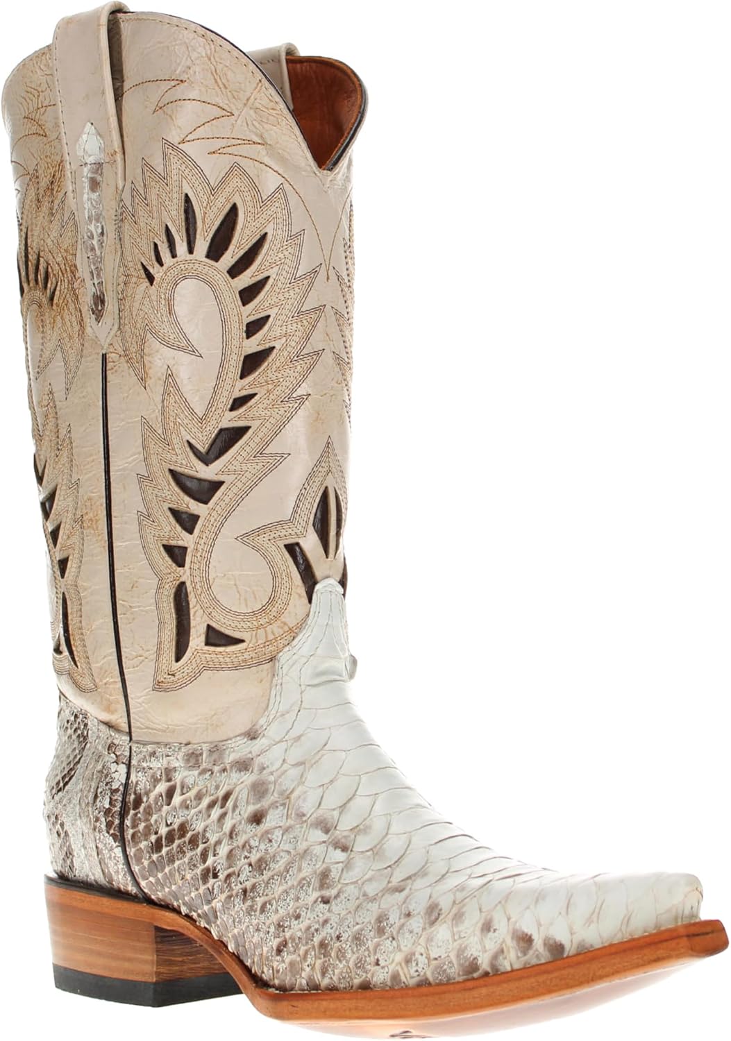 

Мужские ковбойские западные ботинки Vaccari Oliver из натуральной кожи питона с заостренным носком, Bone/Natural Python