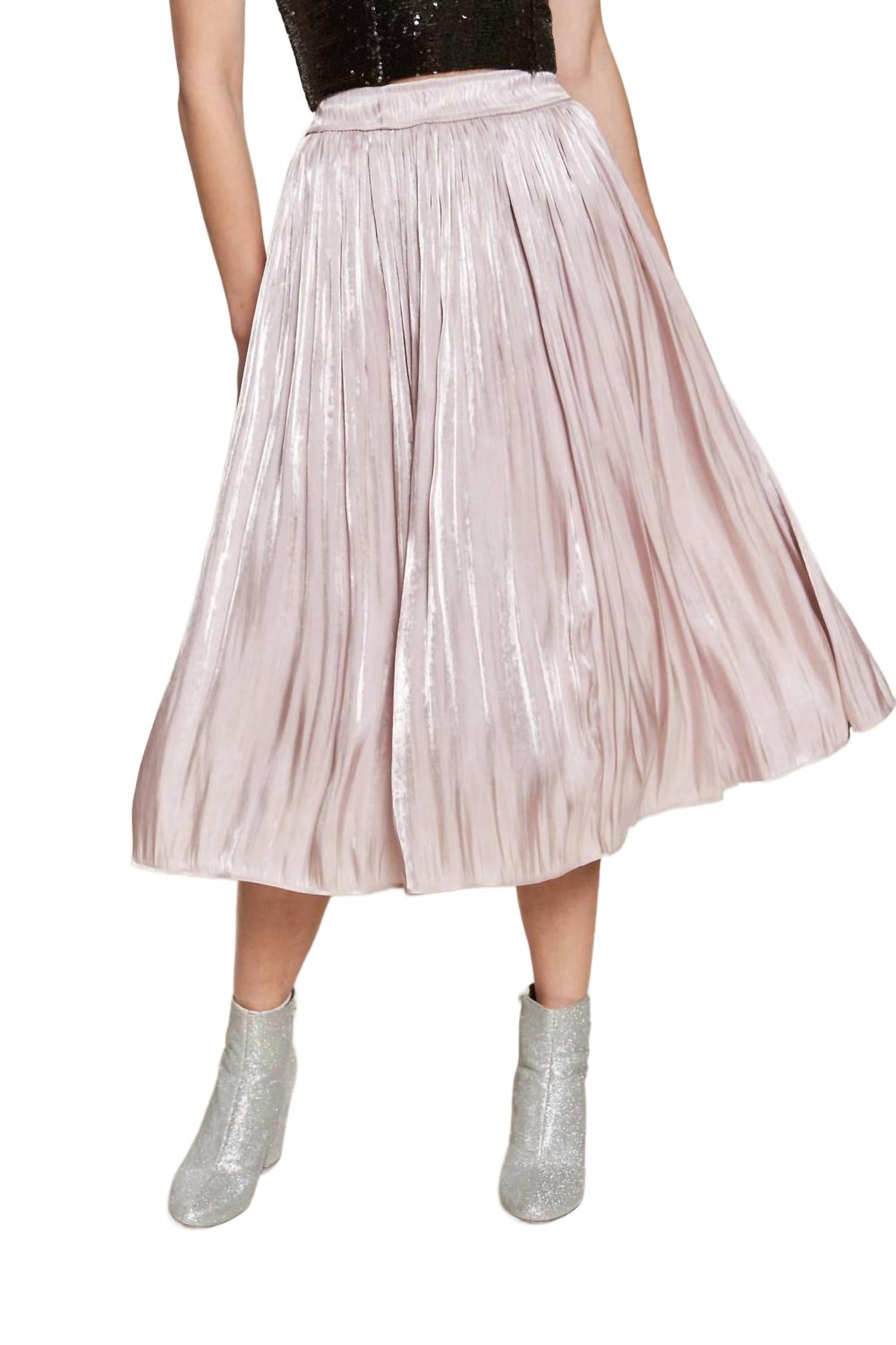 

J.NNA Плиссированная юбка миди с металлическим блеском, розового цвета