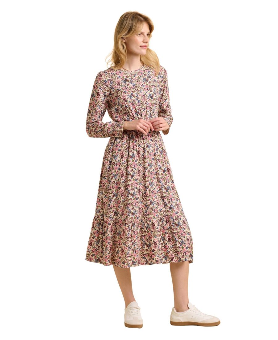 

Женское миди-платье Abloom с длинными рукавами и цветочным принтом Brakeburn, Cream