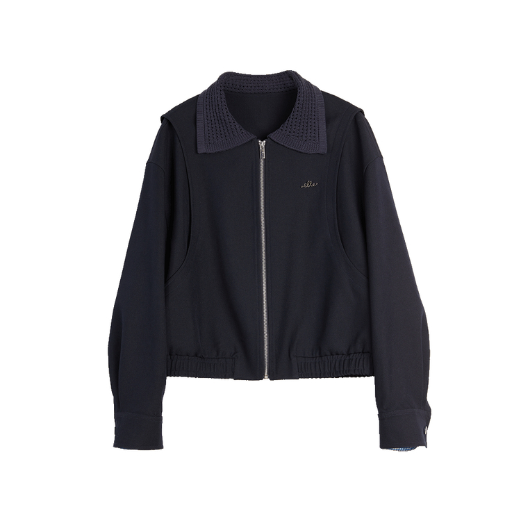 

ELLE Куртка Women's Navy Blue Lapel Moderate