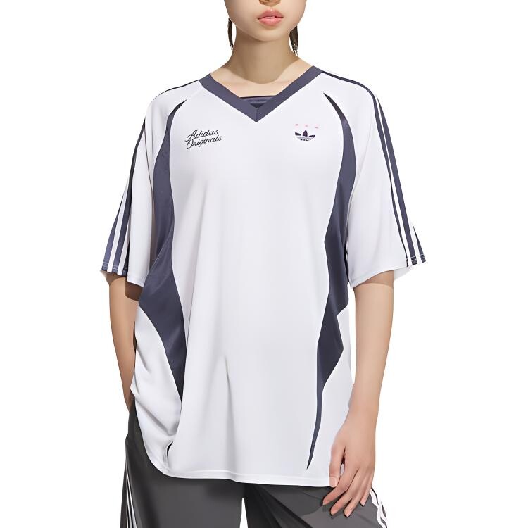 Женская дышащая модная футболка «Синий/белый» Adidas Originals — фото 2