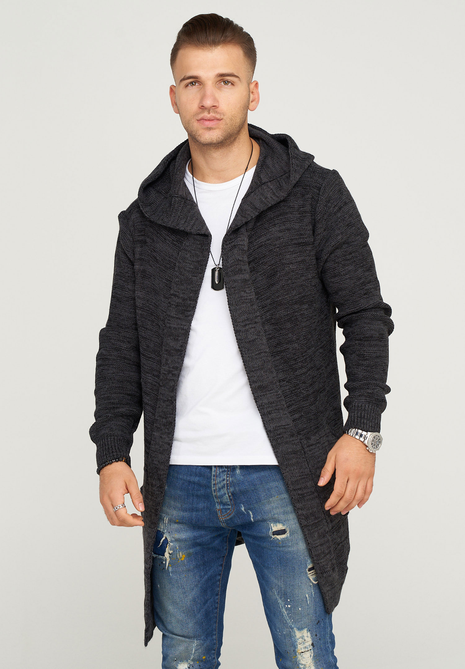 

Толстовка behype Strickjacke ELIJA, цвет Anthrazit meliert