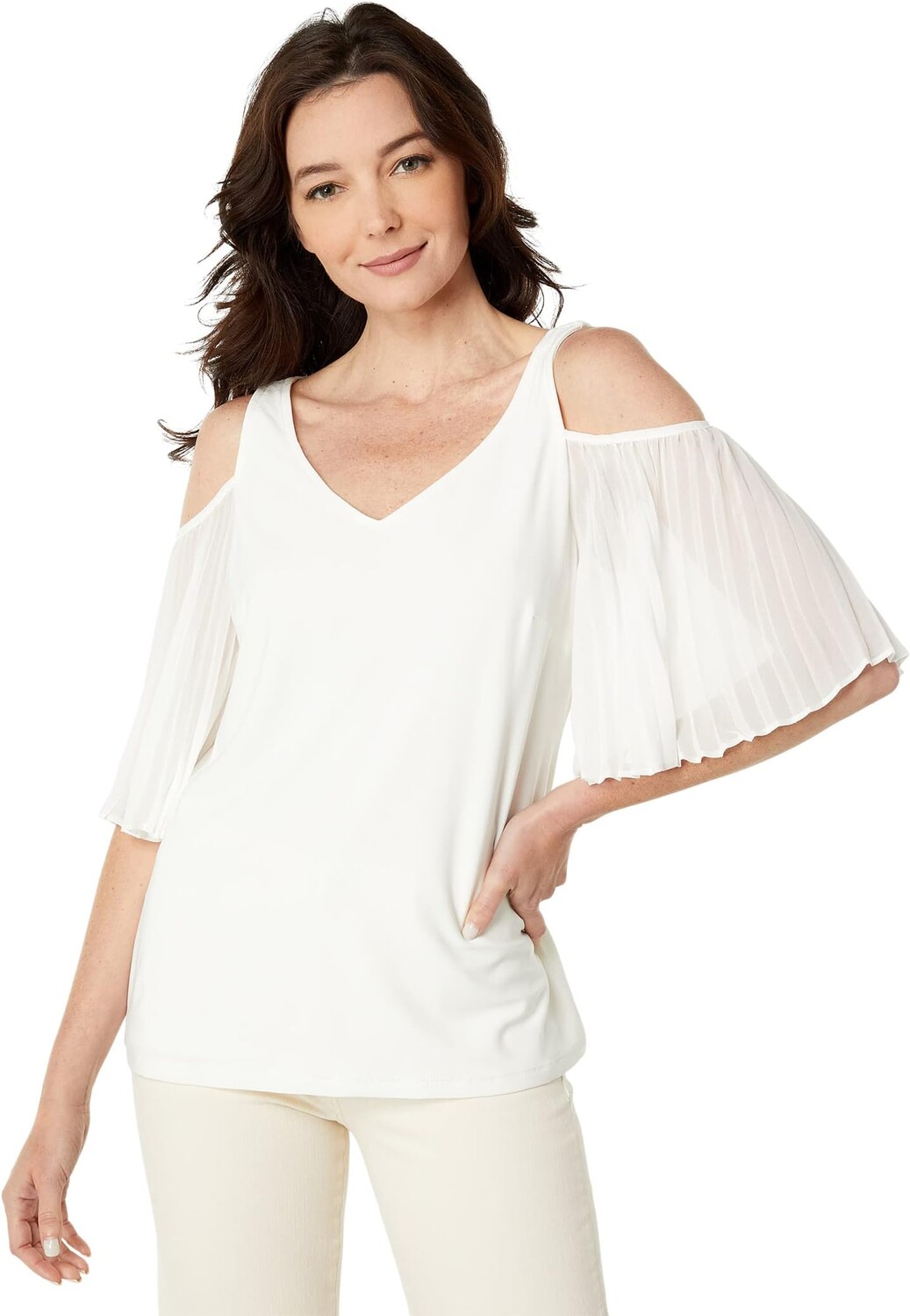 

Блузка с короткими рукавами и открытыми плечами Vince Camuto, цвет New Ivory