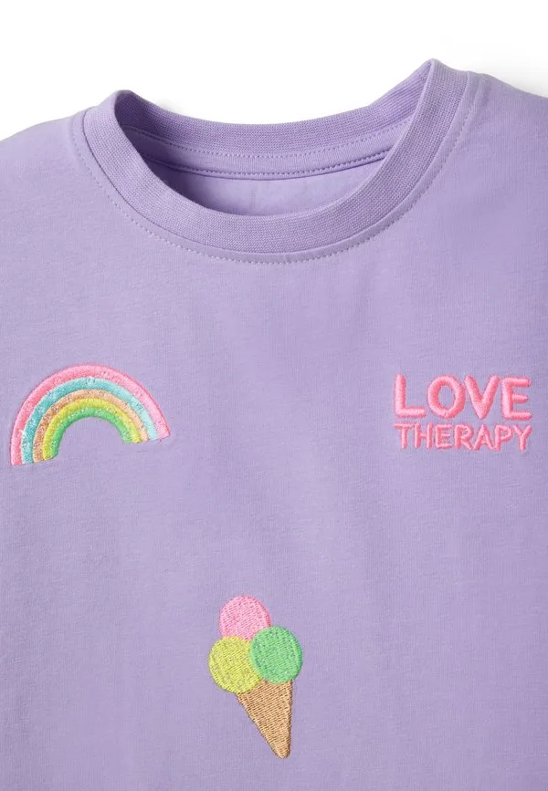 Футболка прямого кроя из эластичной ткани с вышивкой Ovs, Light Purple — фото 3