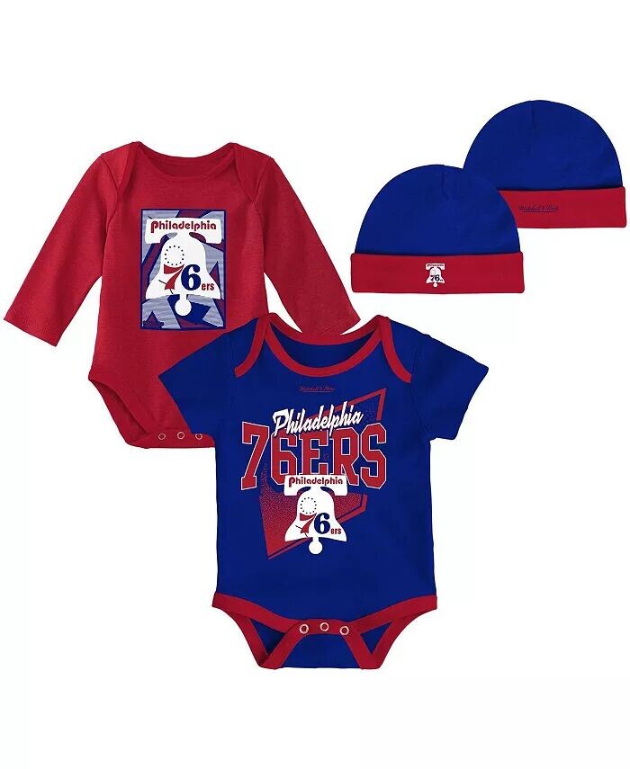 

Детские боди и шапка с манжетами Royal, Red Philadelphia 76ers Hardwood Classics для мальчиков и девочек Mitchell & Ness