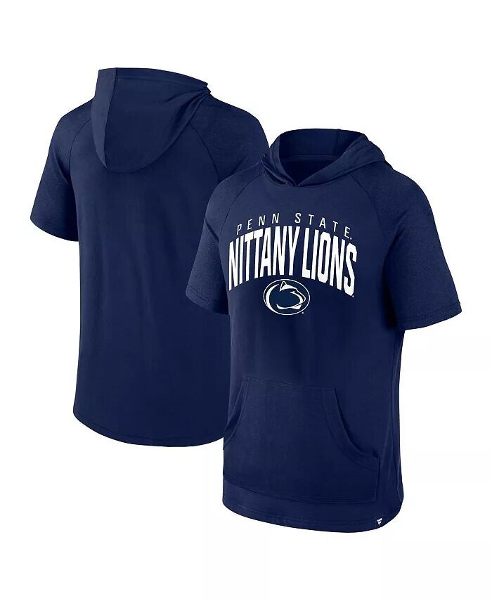 

Мужская темно-синяя футболка Penn State Nittany Lions Double Arch Raglan с коротким рукавом и капюшоном Fanatics