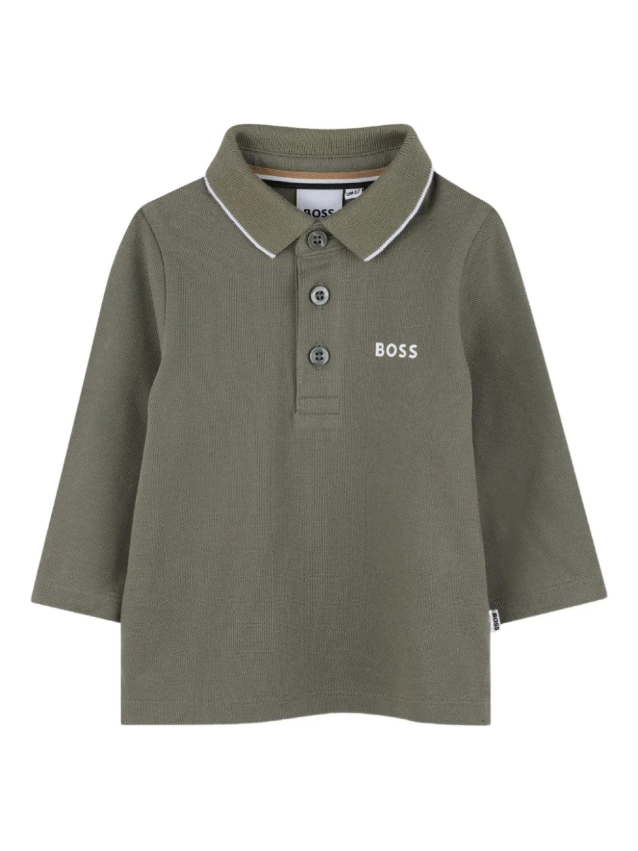 

Футболка-поло с длинными рукавами и логотипом BOSS Kidswear, зеленый
