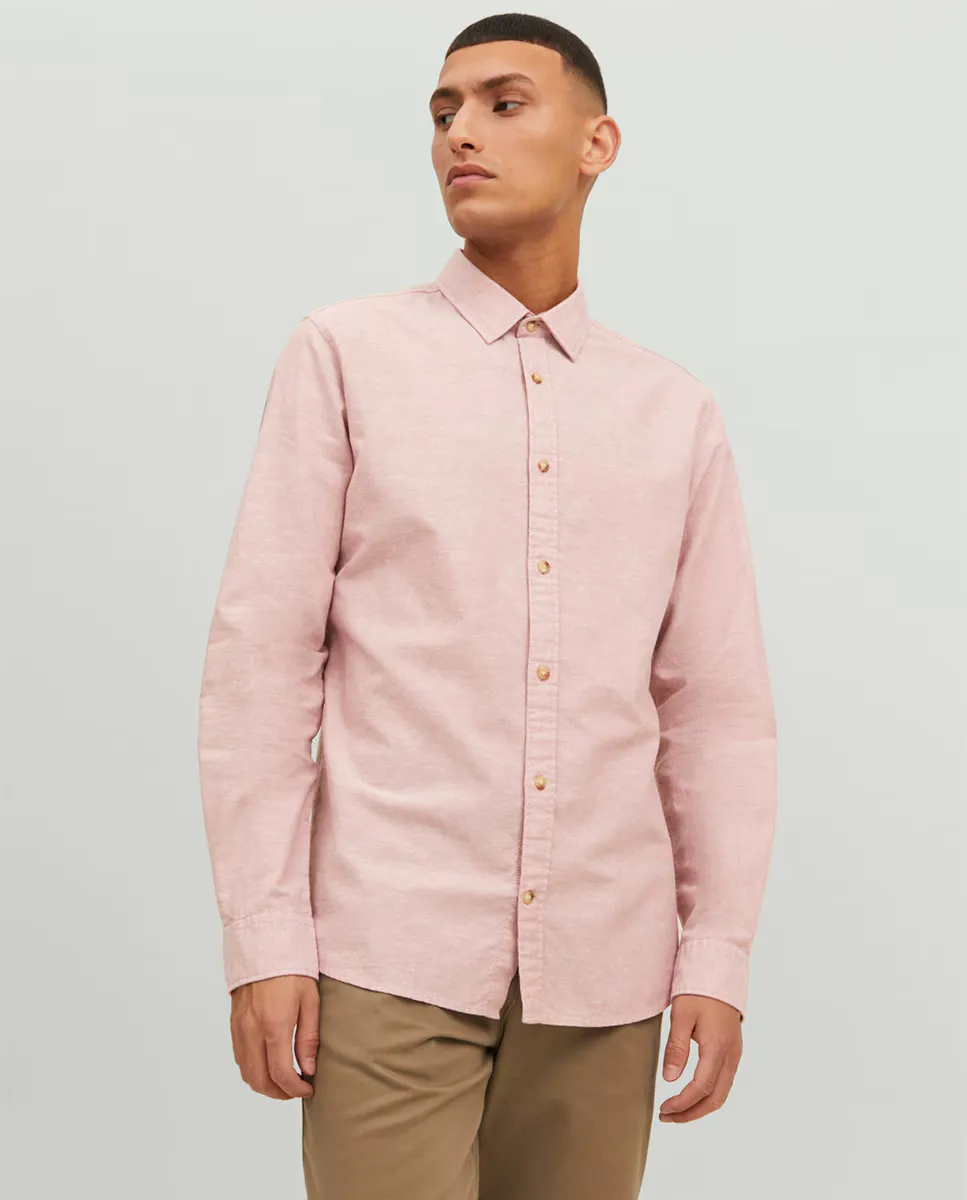 

Мужская легкая рубашка с длинными рукавами Jack & Jones, розовый